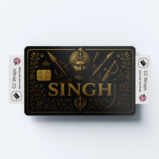 Singh Credit Card Sticker | Gold Design Card Skin | Matte Vinyl Debit Card Wrap
