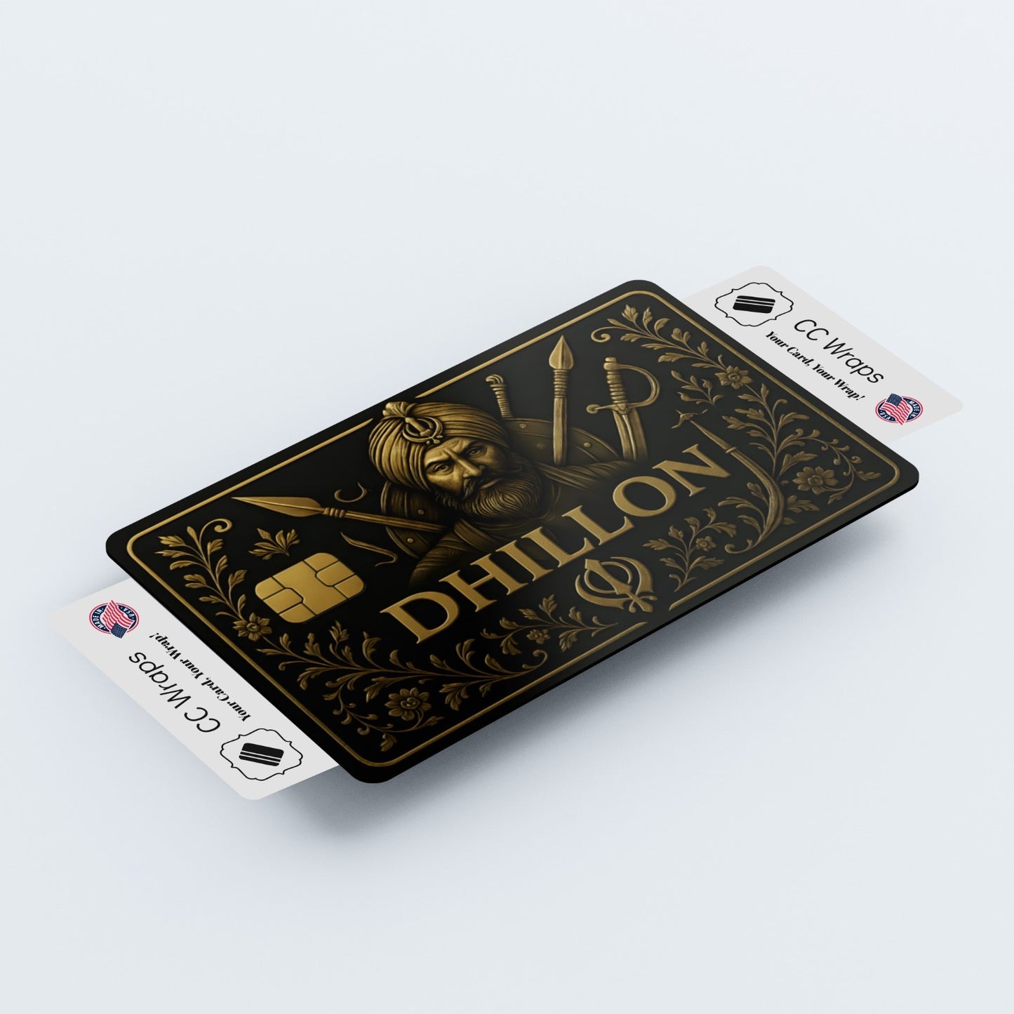 Dhillon Credit Card Sticker | Gold Design CC Skin | Matte Vinyl Debit Card Wrap