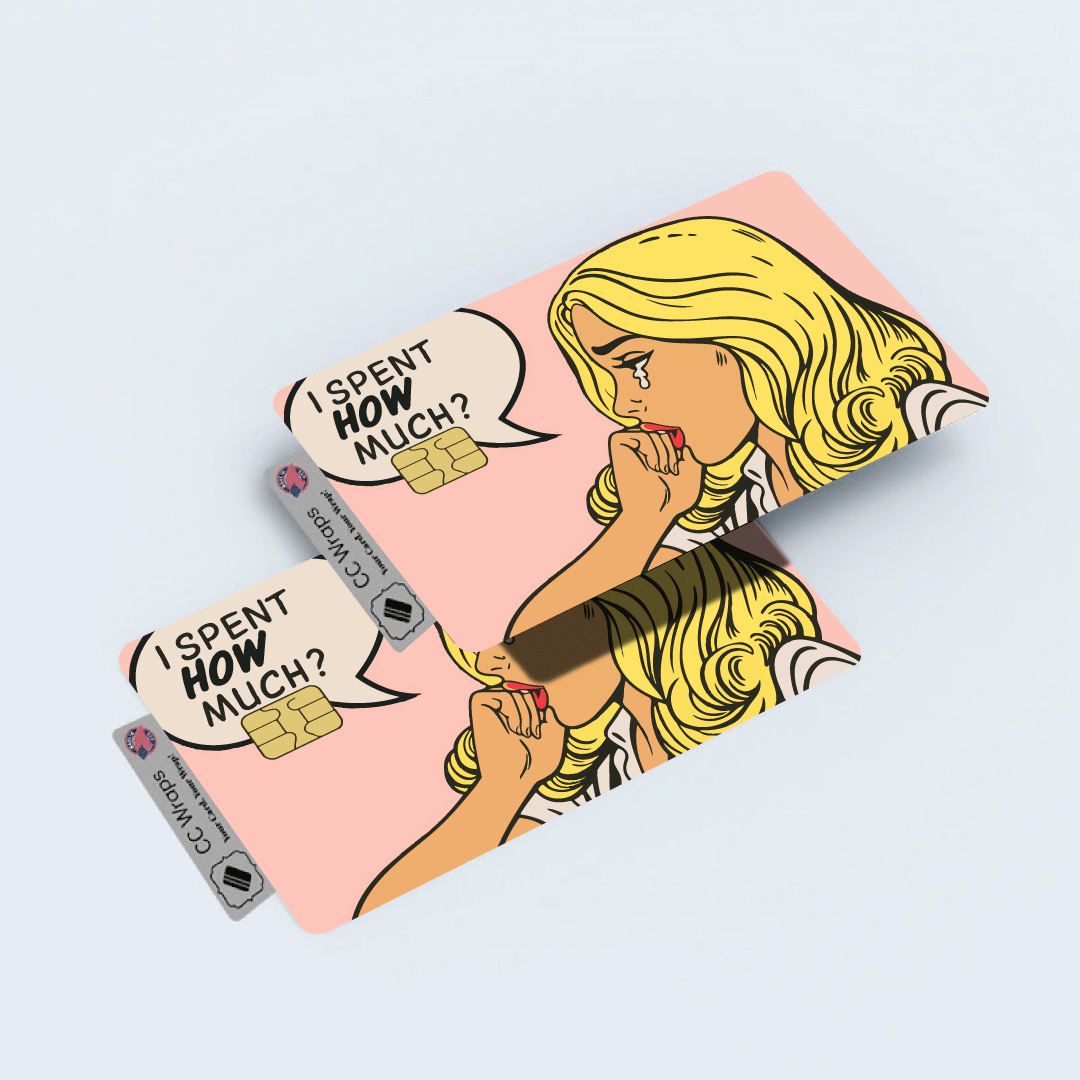 2 pack I Spent How Much Girl Meme Credit Debit Card Sticker Vinyl Skin Decal