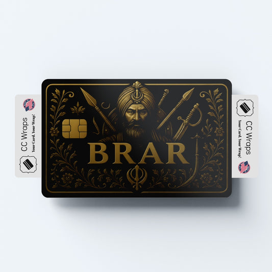Brar Credit Card Sticker | Gold Design Card Skin | Matte Vinyl Debit Card Wrap