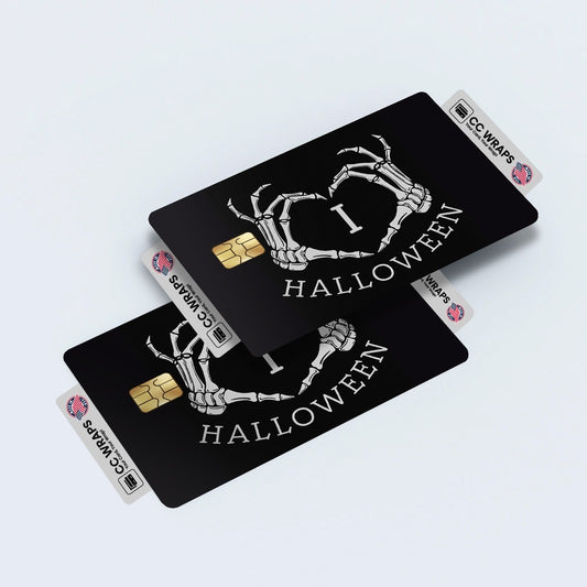 2 Pack I Love Halloween Credit Debit Card Sticker Vinyl Decal Spooky Fun