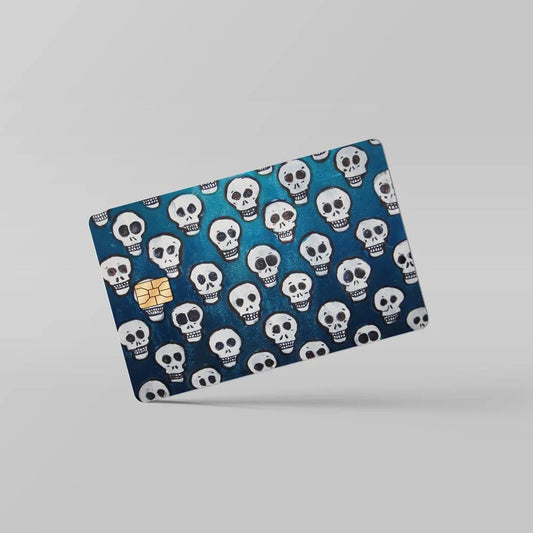 2 Pack Skulls Blue Background Credit Debit Card Sticker Vinyl Decal Skin