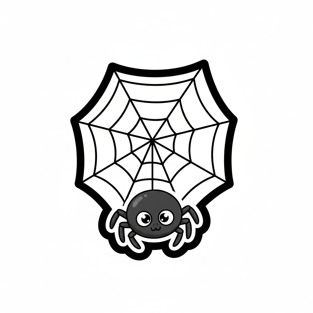 Pack of 2 Funny Spider Baby Web Vinyl Stickers 3.15x3.15 | Cute Halloween Decal