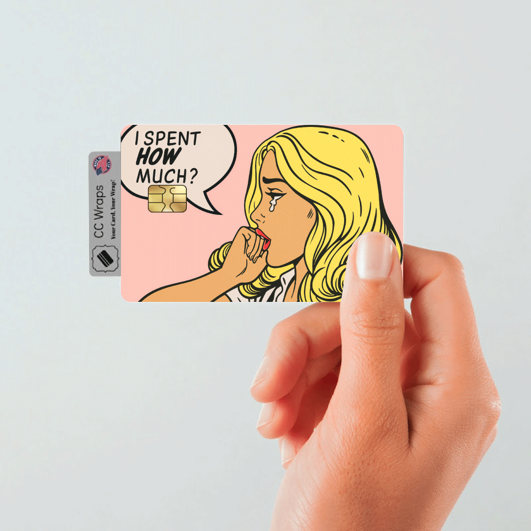 2 pack I Spent How Much Girl Meme Credit Debit Card Sticker Vinyl Skin Decal