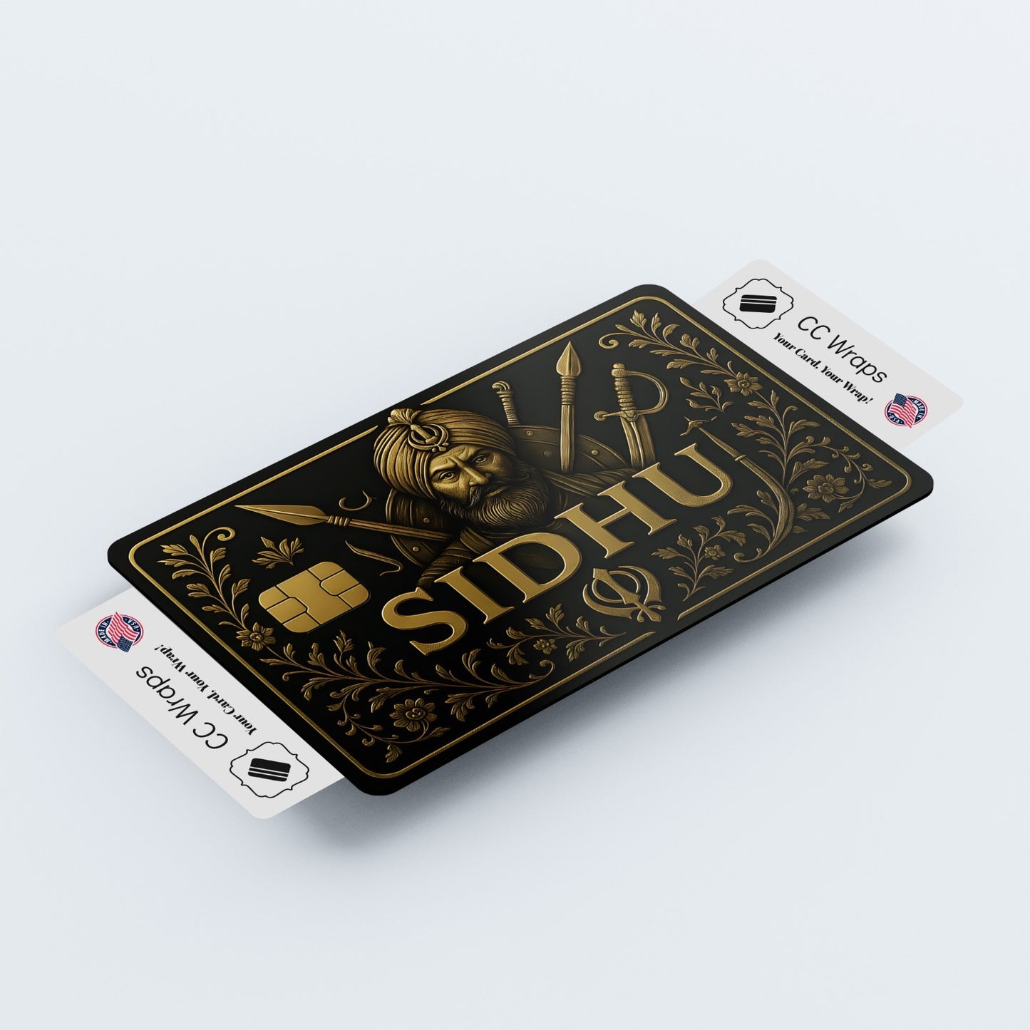 Sidhu Credit Card Sticker | Gold Design Card Skin | Matte Vinyl Debit Card Wrap