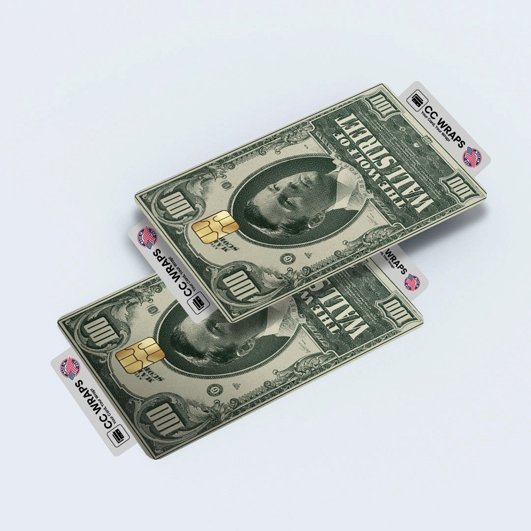 2 Pack Wolf of Wall Street Credit Debit Card Sticker Vinyl Decal Skin Money