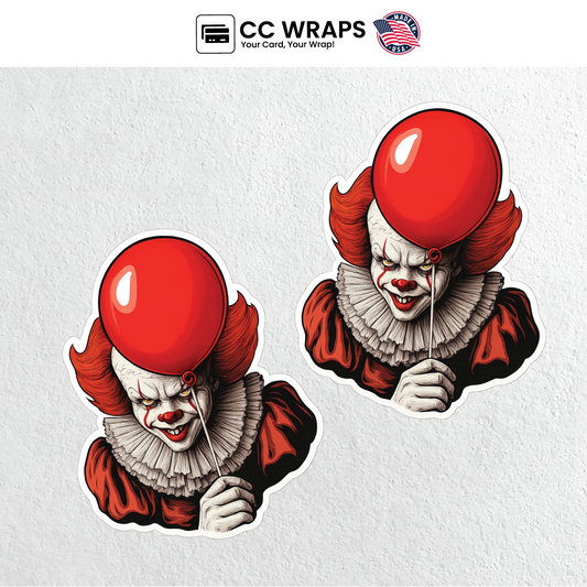 Pack of 2 Pennywise Stickers 3.5 Inch – Scary Halloween IT Clown Vinyl Decals