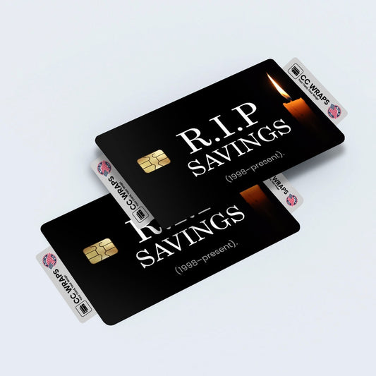 2 Pack RIP Savings Funny Credit Debit Card Sticker Vinyl Decal Skin Money Humor