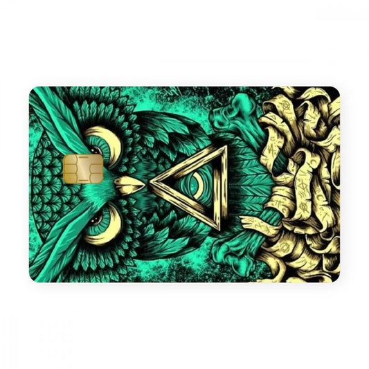 2 Pack Illuminati Owl Credit Debit Card Sticker Vinyl Decal Eye Symbol Art