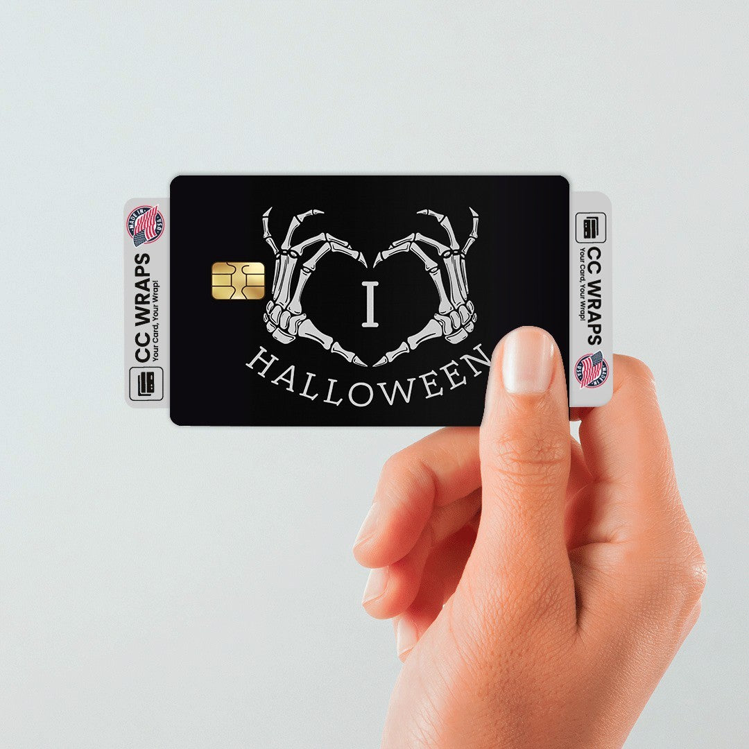 2 Pack I Love Halloween Credit Debit Card Sticker Vinyl Decal Spooky Fun