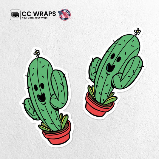 2 Cute Cactus Stickers 4x3inch Waterproof Vinyl Decal Aesthetic Plant Laptop Bottle