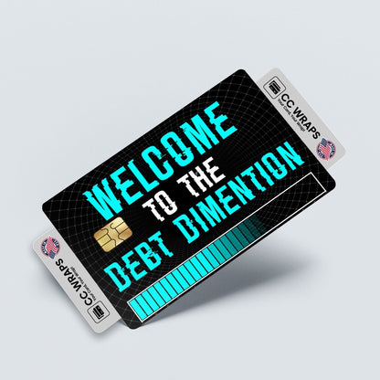 2 Pack Debt Dimension Credit Debit Card Sticker Vinyl Decal Skin Funny Meme