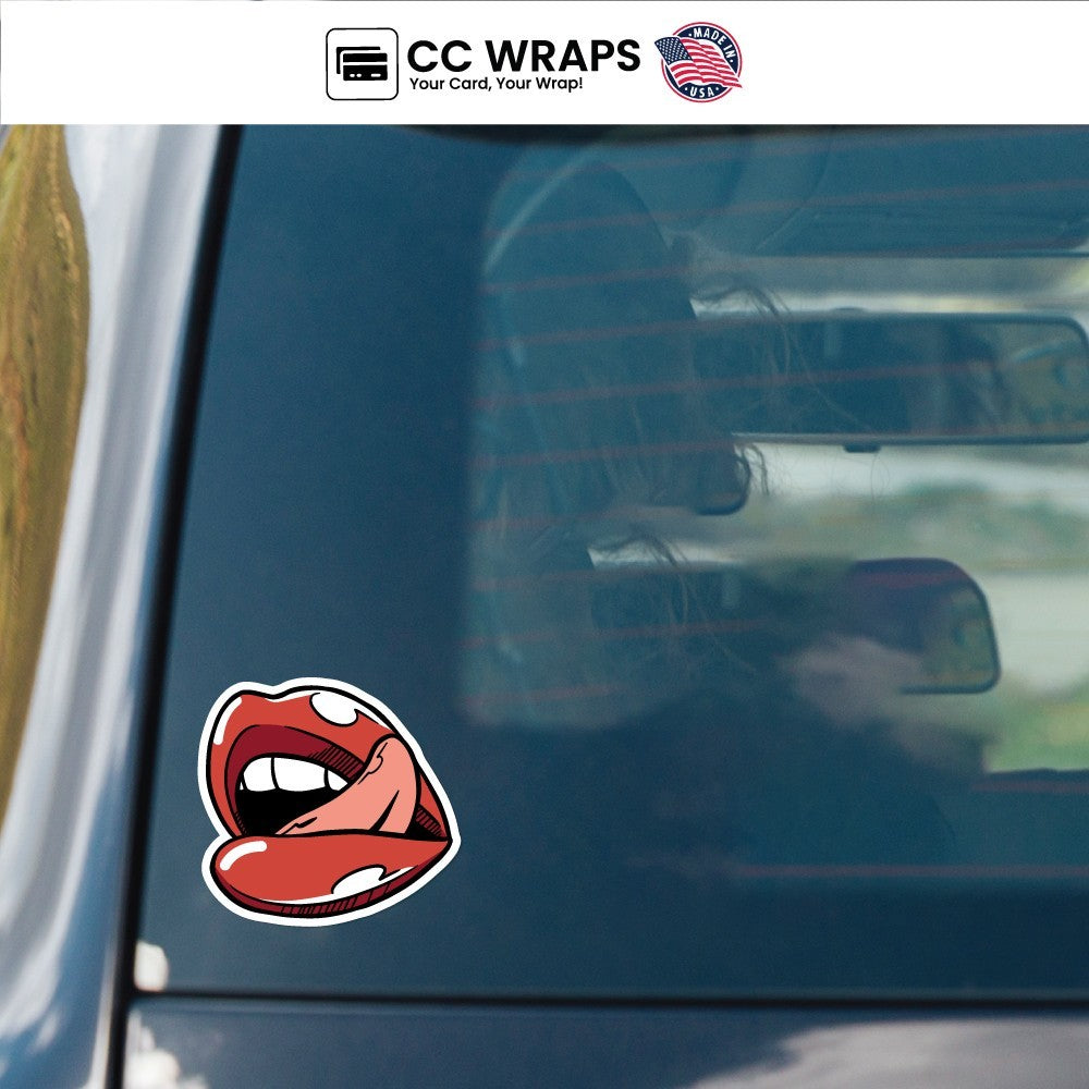 Pack of 2 Naughty Red Lips Stickers 4x4 Inch | Sexy Cool Vinyl Decal