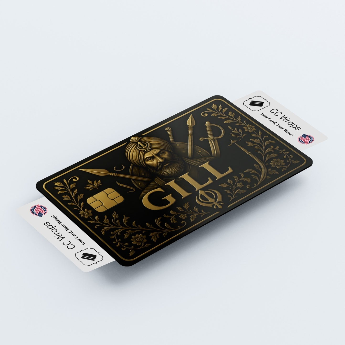 Gill Credit Card Sticker | Gold Design Card Skin | Matte Vinyl Debit Card Wrap