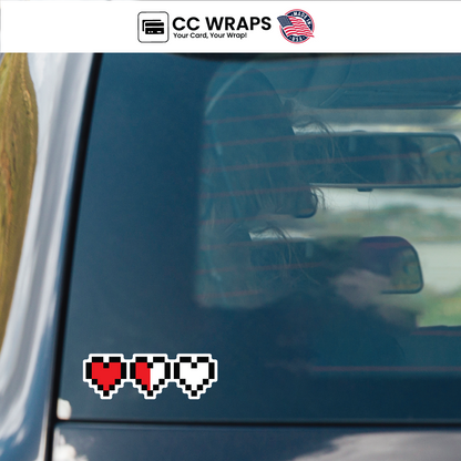 Pack of 2 Three Hearts Lives Stickers 3 Inch Cute Gamer Life Vinyl Decals Skin