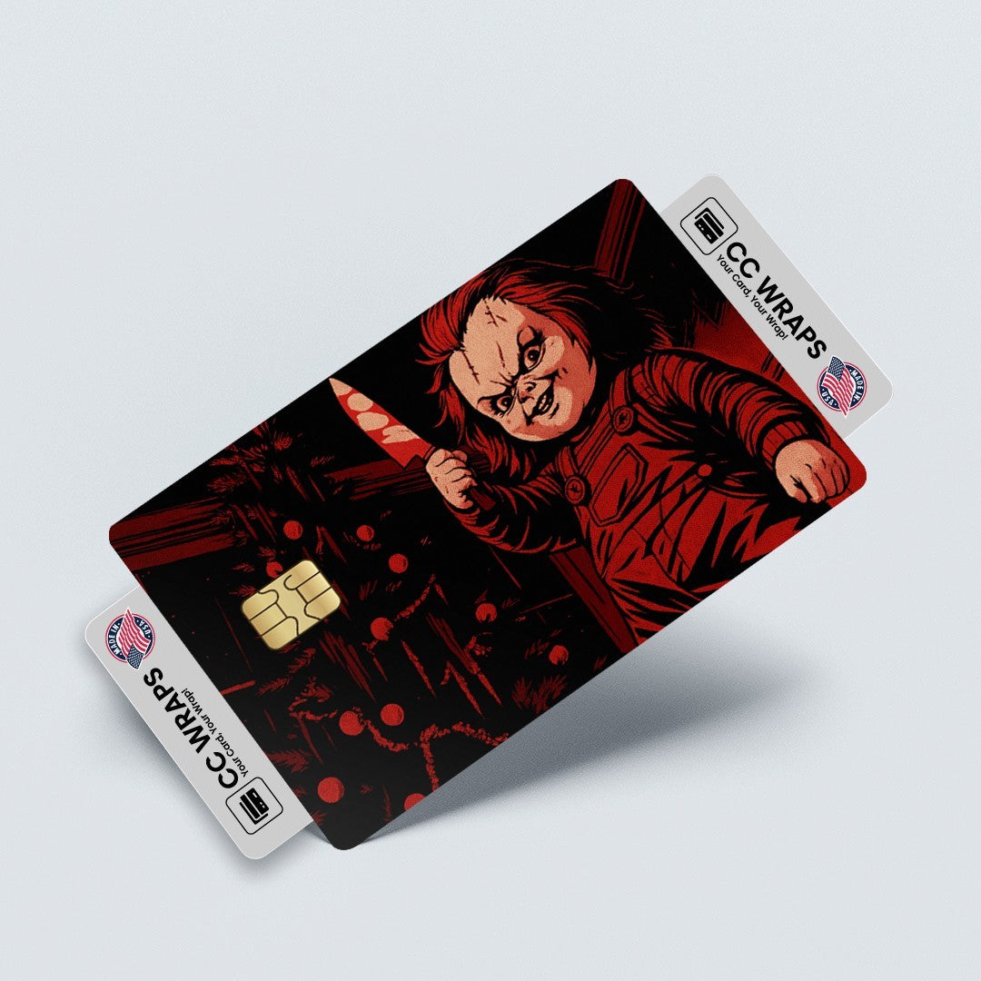 2 Pack Chucky Halloween Credit Debit Card Sticker Vinyl Decal Skin Horror Scary