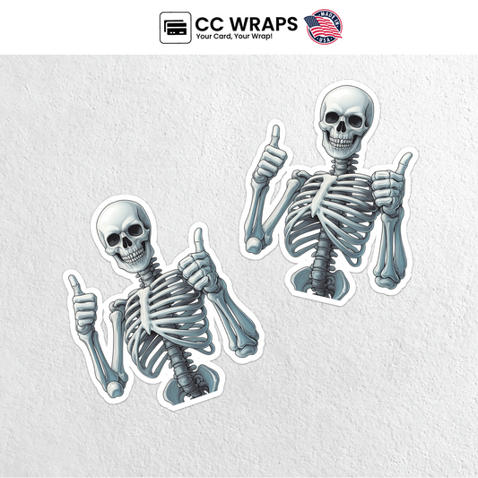 2 Pack Funny Skeleton Halloween Sticker 2x4 Inch – Hilarious Spooky Vinyl Decal