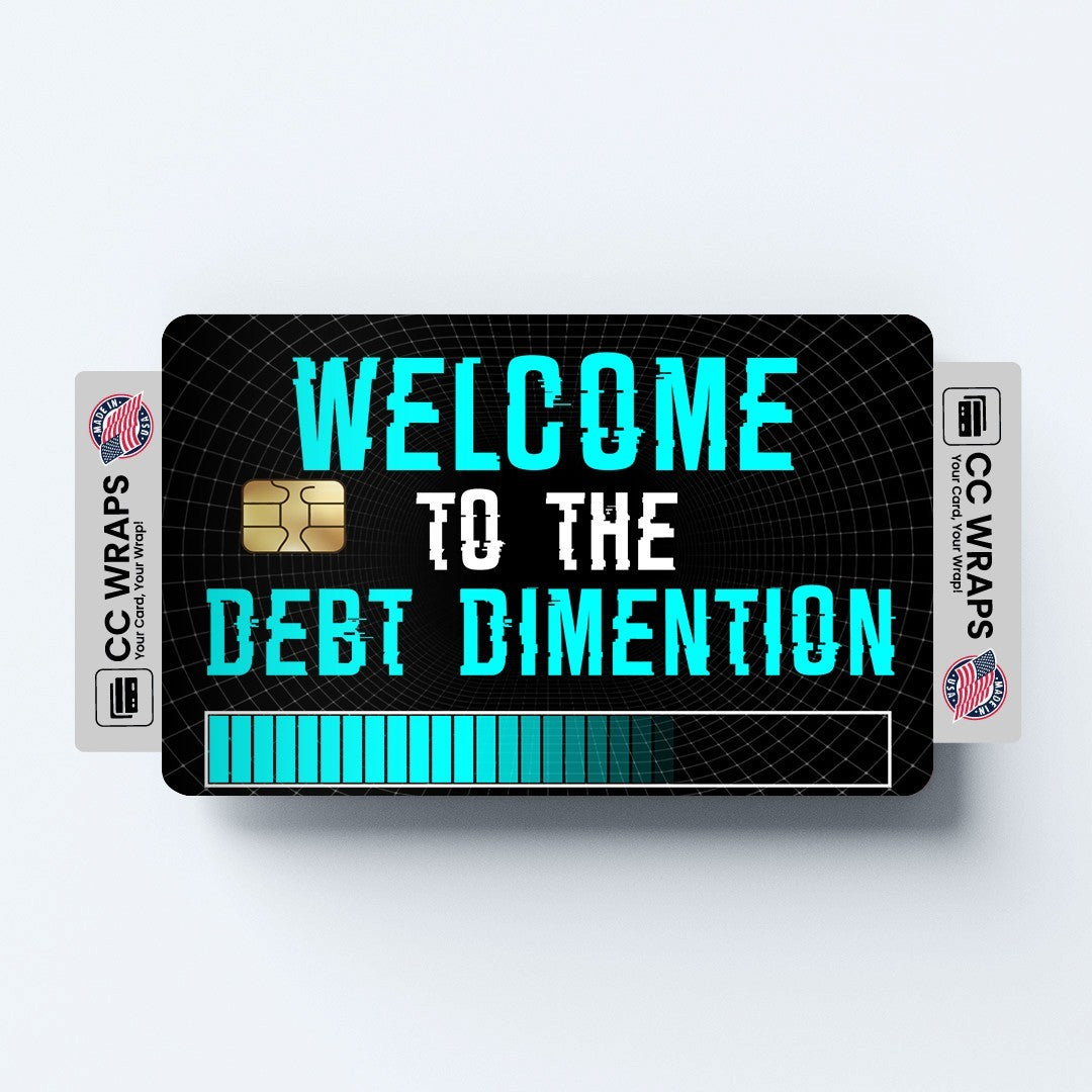 2 Pack Debt Dimension Credit Debit Card Sticker Vinyl Decal Skin Funny Meme