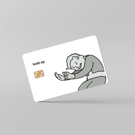 2 Pack Hold Up Funny Boy Bowing Credit Debit Card Sticker Vinyl Decal Skin