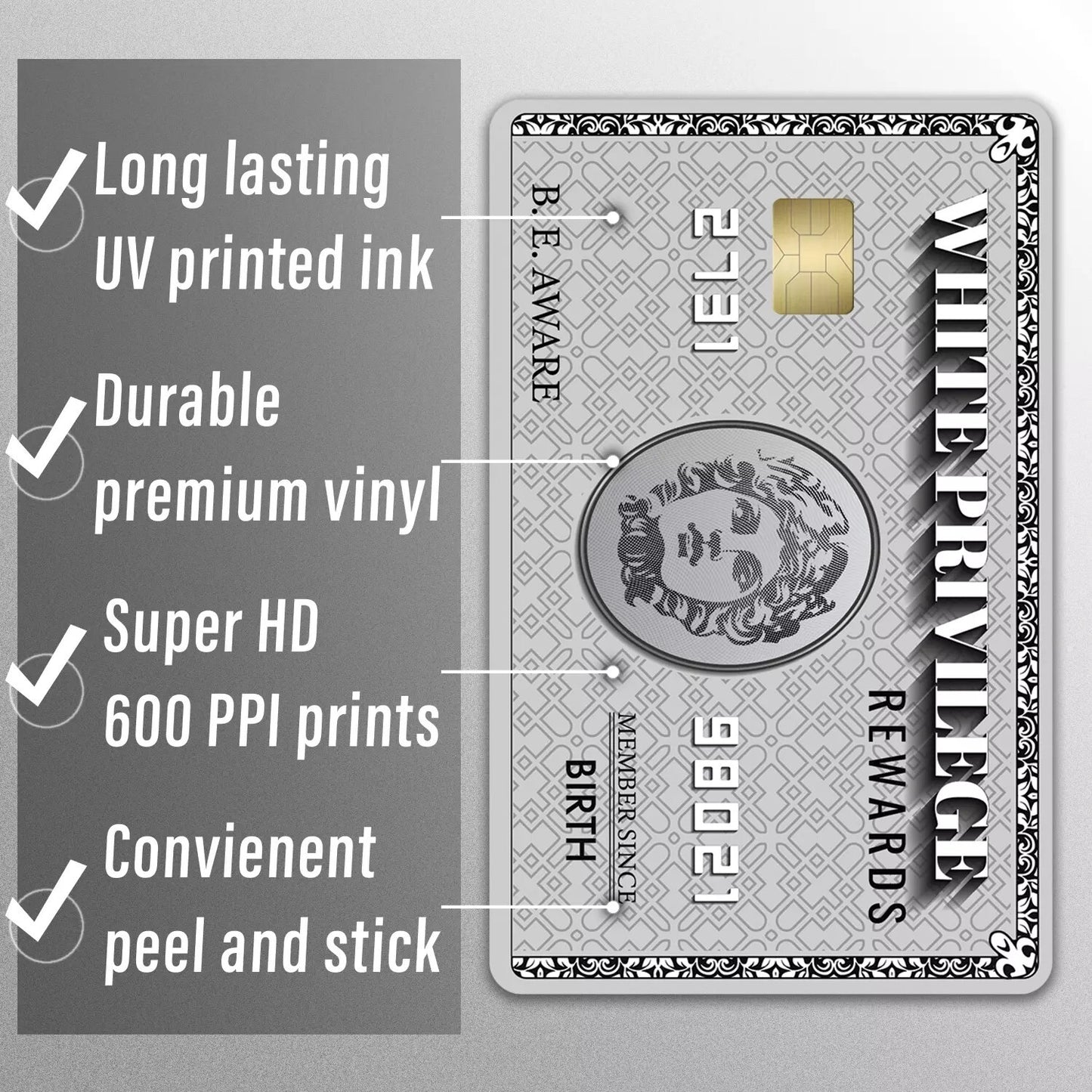 Silver W Priv Card Credit Card Skin Debit Sticker Decal Cover Wrap