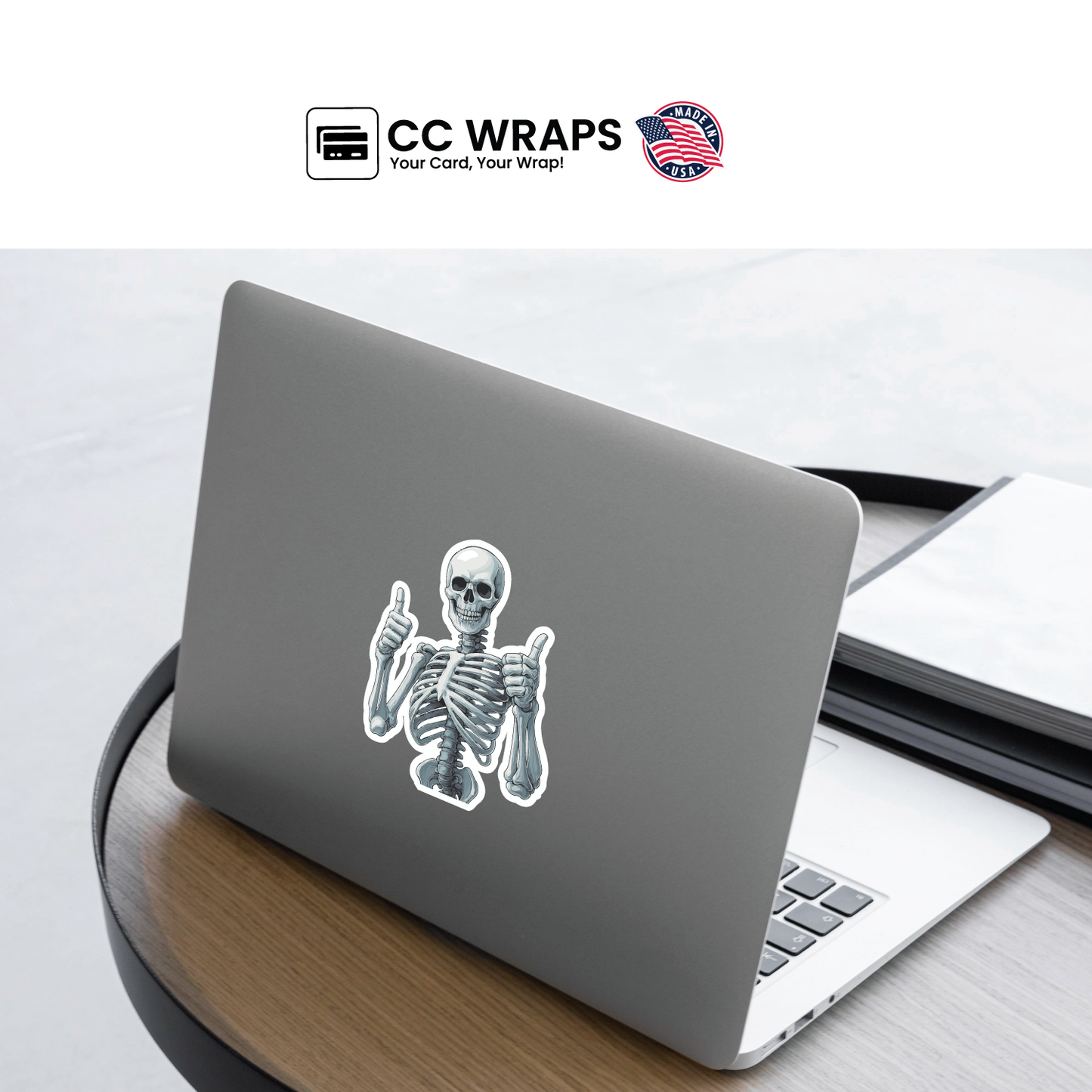 2 Pack Funny Skeleton Halloween Sticker 2x4 Inch – Hilarious Spooky Vinyl Decal