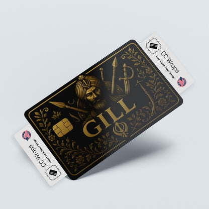 Gill Credit Card Sticker | Gold Design Card Skin | Matte Vinyl Debit Card Wrap