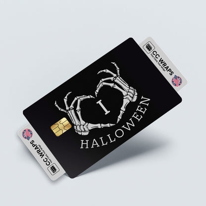 2 Pack I Love Halloween Credit Debit Card Sticker Vinyl Decal Spooky Fun