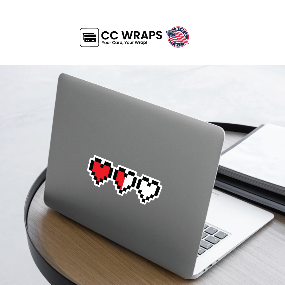 Pack of 2 Three Hearts Lives Stickers 3 Inch Cute Gamer Life Vinyl Decals Skin