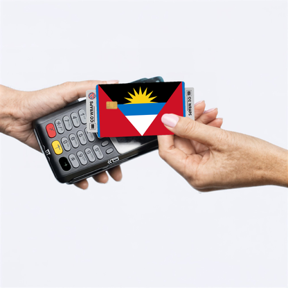 2PK Antigua and Barbuda Flag Credit Card Sticker Skin Vinyl Decal Protector