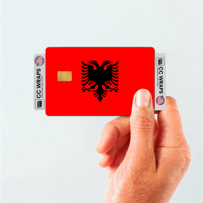 2PK Albania Flag Credit Card Sticker Skin Vinyl Decal Protector