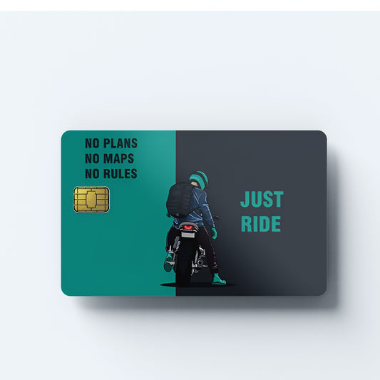 Just Ride Biker Custom Vinyl Credit Card Sticker by CC Wraps
