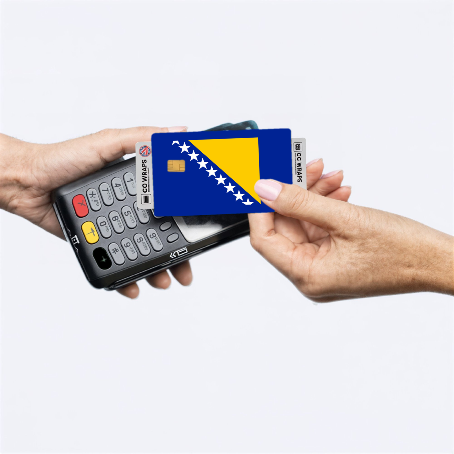 2PK Bosnia and Herzegovina Flag Credit Card Sticker Skin Vinyl Decal Protector