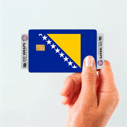 2PK Bosnia and Herzegovina Flag Credit Card Sticker Skin Vinyl Decal Protector