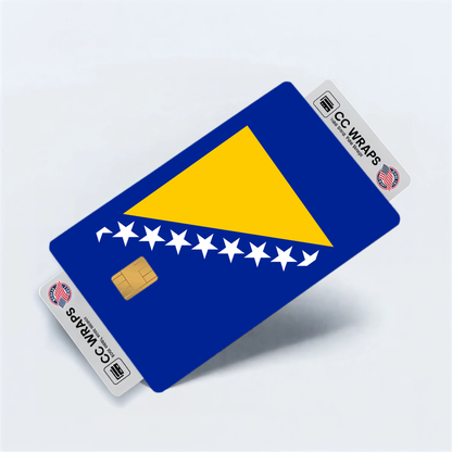 2PK Bosnia and Herzegovina Flag Credit Card Sticker Skin Vinyl Decal Protector