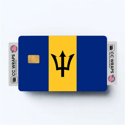 2PK Barbados Flag Credit Card Sticker Skin Vinyl Decal Protector