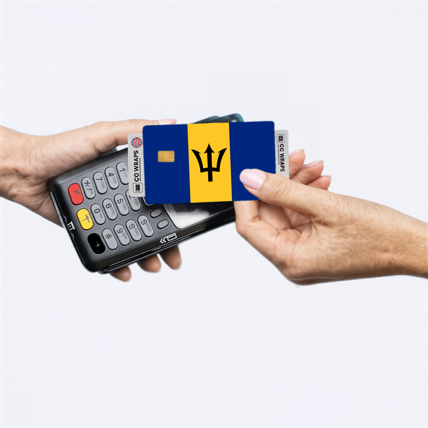 2PK Barbados Flag Credit Card Sticker Skin Vinyl Decal Protector