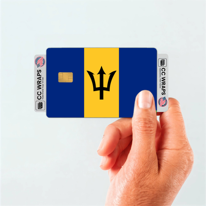 2PK Barbados Flag Credit Card Sticker Skin Vinyl Decal Protector