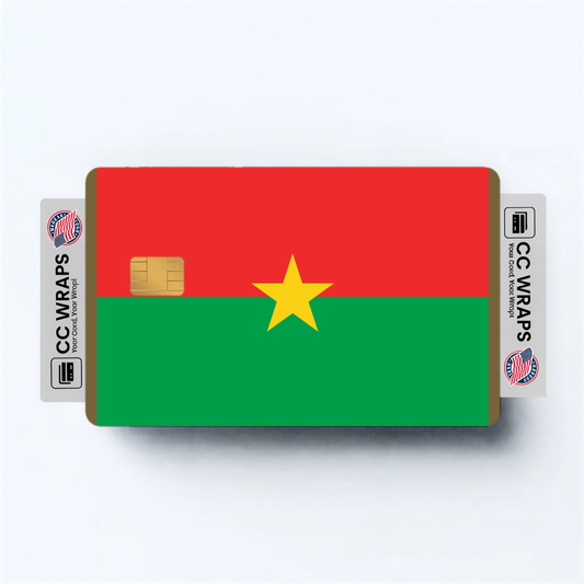 2PK Burkina Faso Flag Credit Card Sticker Skin Vinyl Decal Protector