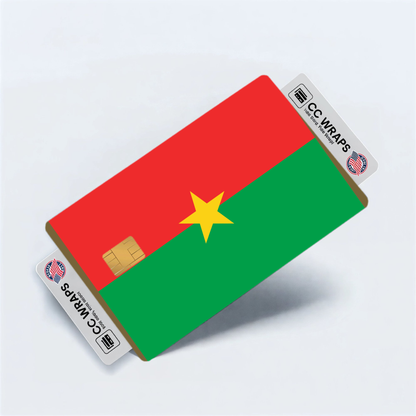 2PK Burkina Faso Flag Credit Card Sticker Skin Vinyl Decal Protector