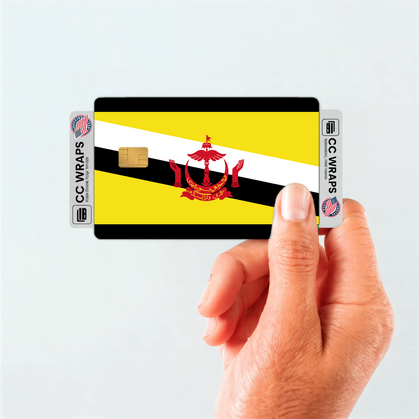 2PK Brunei Darussalam Flag Credit Card Sticker Skin Vinyl Decal Protector