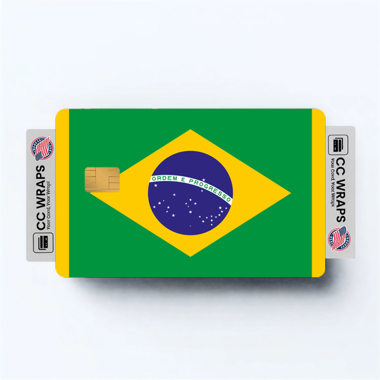 2PK Brazil Flag Credit Card Sticker Skin Vinyl Decal Protector