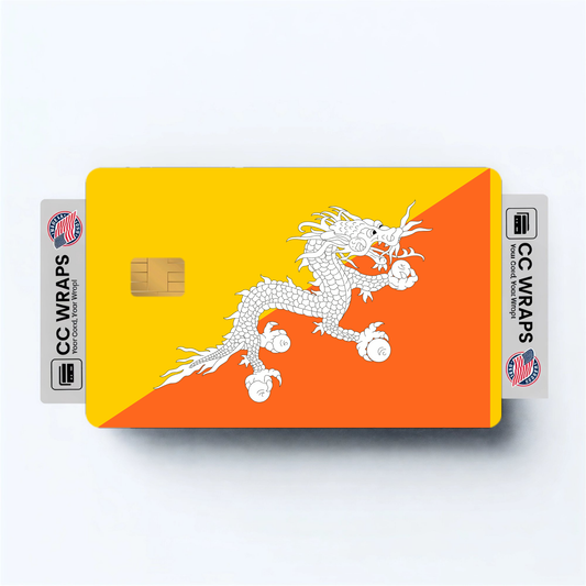 2PK Bhutan Flag Credit Card Sticker Skin Vinyl Decal Protector