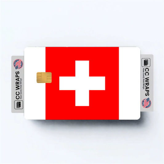 2PK Switzerland Flag Credit Card Sticker Skin Vinyl Decal Protector