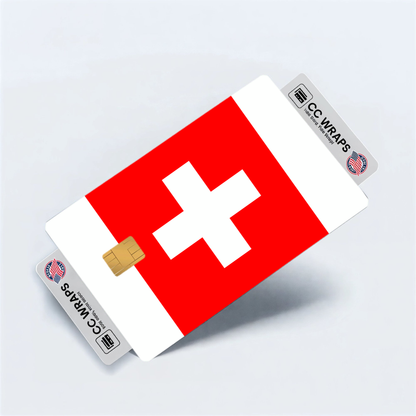 2PK Switzerland Flag Credit Card Sticker Skin Vinyl Decal Protector
