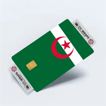 2PK Algeria Flag Credit Card Sticker Skin Vinyl Decal Protector