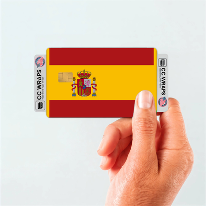 2PK Spain Flag Credit Card Sticker Skin Vinyl Decal Protector