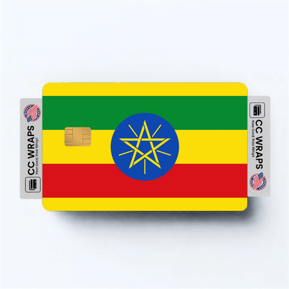 2PK Ethiopia Flag Credit Card Sticker Skin Vinyl Decal Protector