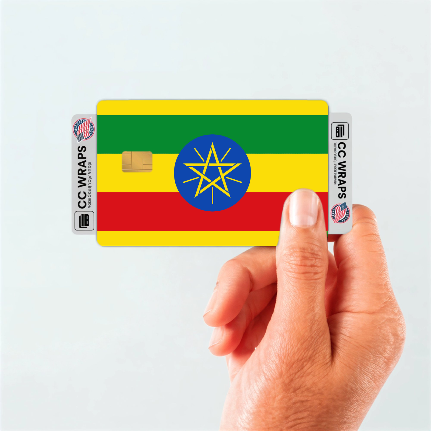 2PK Ethiopia Flag Credit Card Sticker Skin Vinyl Decal Protector