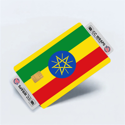 2PK Ethiopia Flag Credit Card Sticker Skin Vinyl Decal Protector