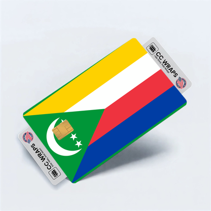 2PK Comoros Flag Credit Card Sticker Skin Vinyl Decal Protector